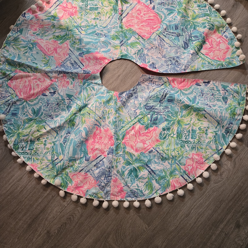 Lilly Pulitzer Pink and Blue Holiday Tree Skirt